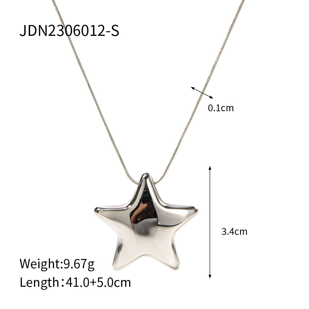 18K Gold-Plated Stainless Steel Necklace – Five-Pointed Star Pendant for Women