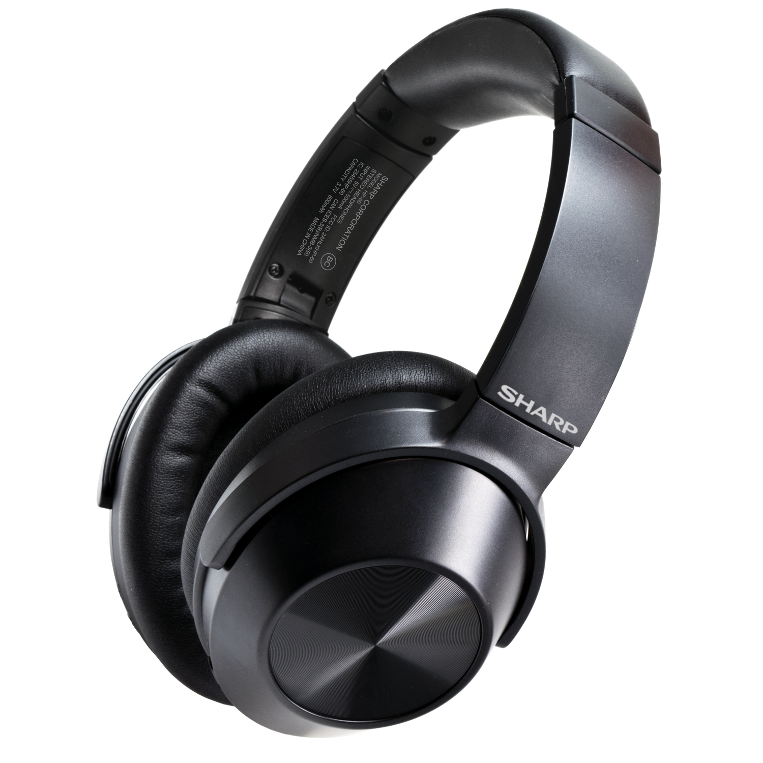 Sharp HP-60 wireless over-ear noise-cancelling headphones in matte black finish.