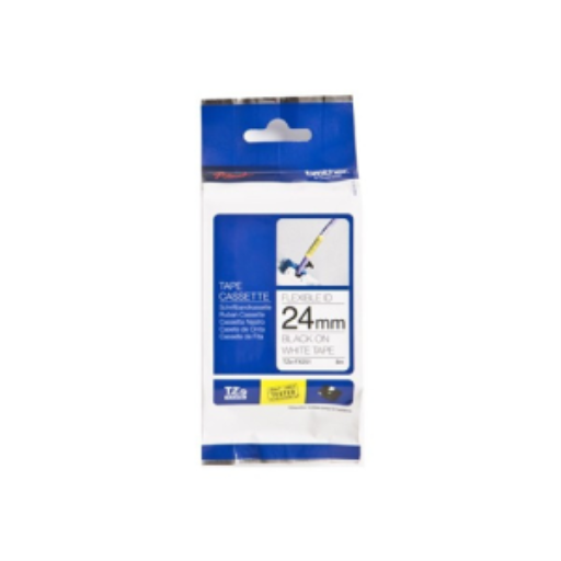Brother Genuine Tze-FX251 Black on White Flexible ID Laminated Tape for P-touch Label Makers, 24 mm wide x 8 m long