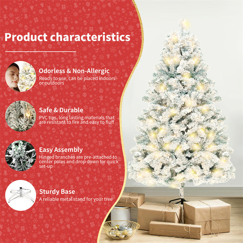 Christmas Tree PVC Artificial Snow Tree – Window Decoration Cedar Tree with Lights for Christmas