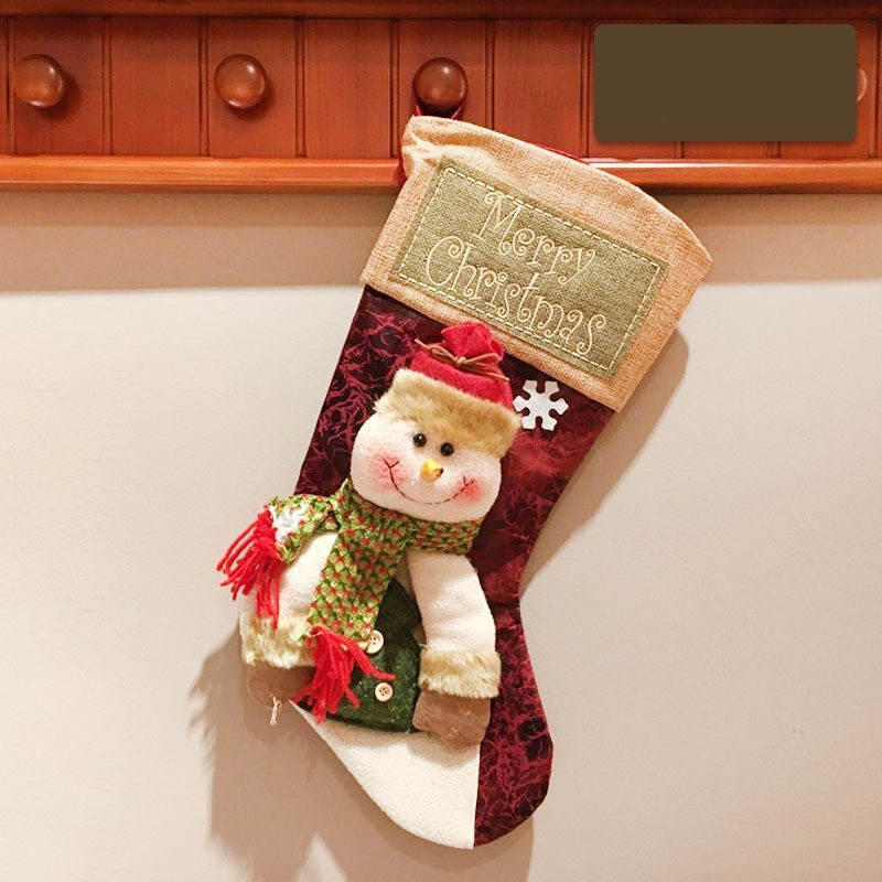 Christmas Stockings with Snowman, Santa, and Elk Designs – Xmas Tree Ornaments, Fireplace Decorations, New Year Candy Bags, and Gift Holders