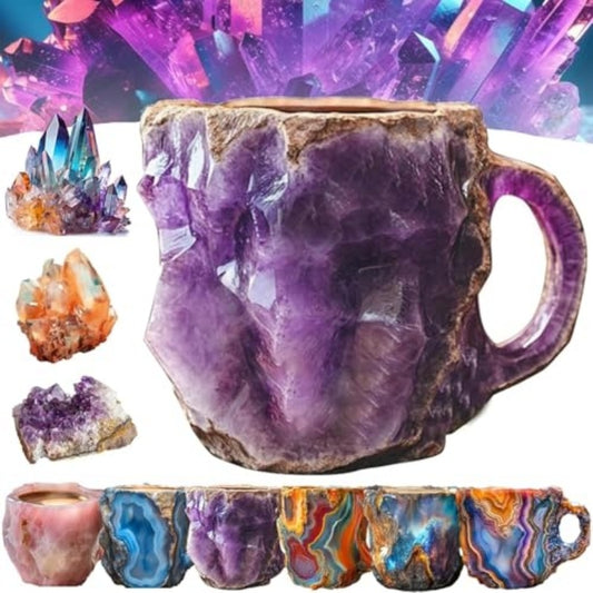 400ml Resin Mineral Crystal Coffee Mug with Handle – Elegant Design for Home, Office, and Gifts